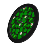 Frog waterlily pattern Elegant Black Wall Clock