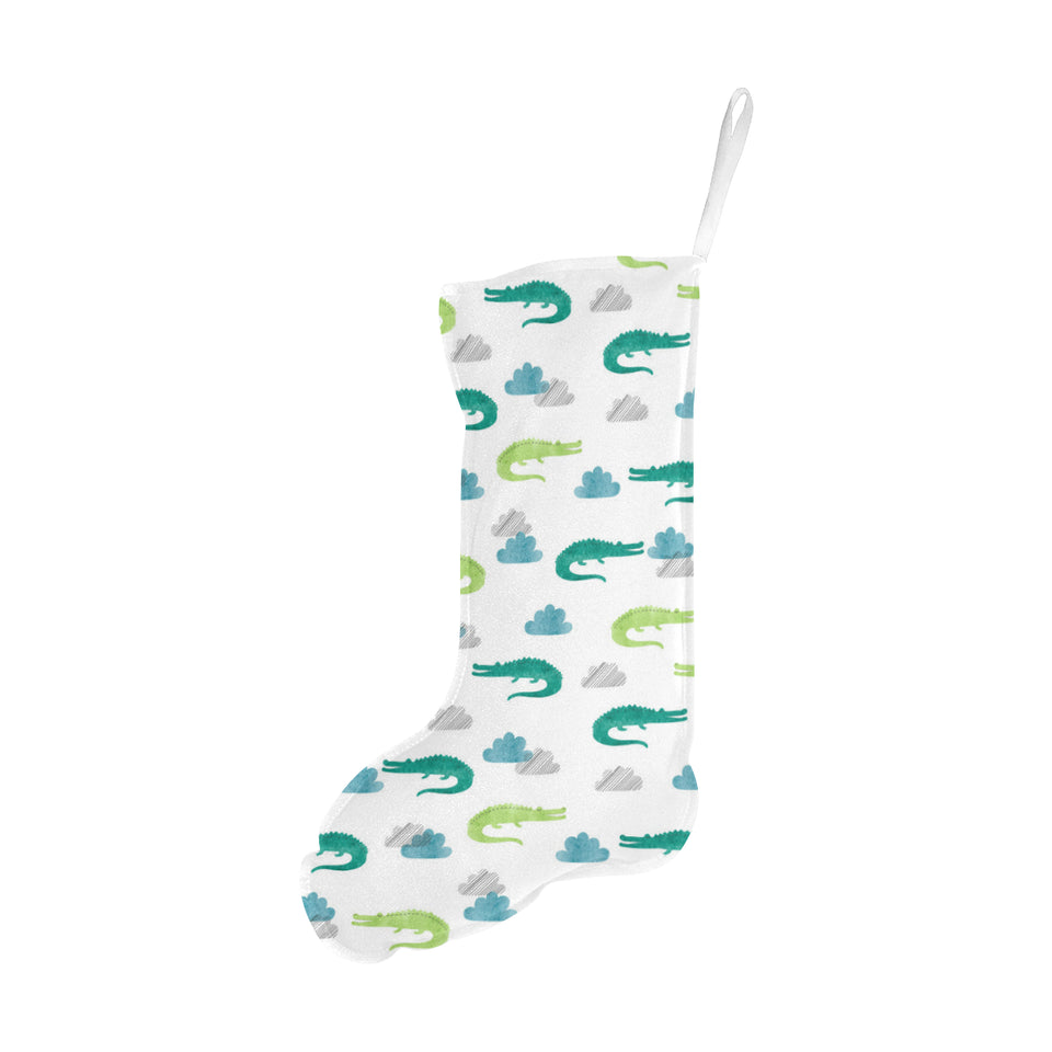 watercolor crocodile pattern Christmas Stocking