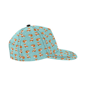 Fox pattern blue b ackground All Over Print Snapback Cap