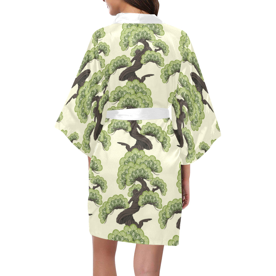 Bonsai pattern Women's Short Kimono Robe