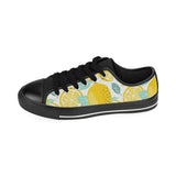 lemon design pattern Men's Low Top Canvas Shoes Black