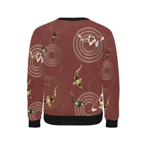 Koi Fish Carp Fish red background Men's Crew Neck Sweatshirt