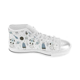 Hand drawn space elements space rocket star planet Women's High Top Canvas Shoes White
