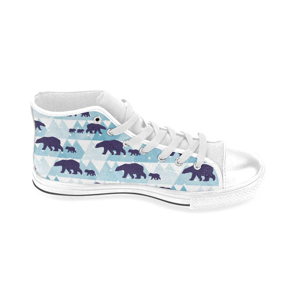 polar bear winter snow pattern Men's High Top Canvas Shoes White