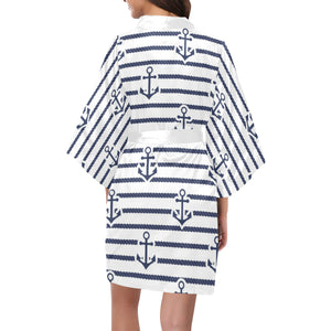 Anchor rope nautical  pattern Women's Short Kimono Robe
