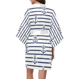 Anchor rope nautical  pattern Women's Short Kimono Robe