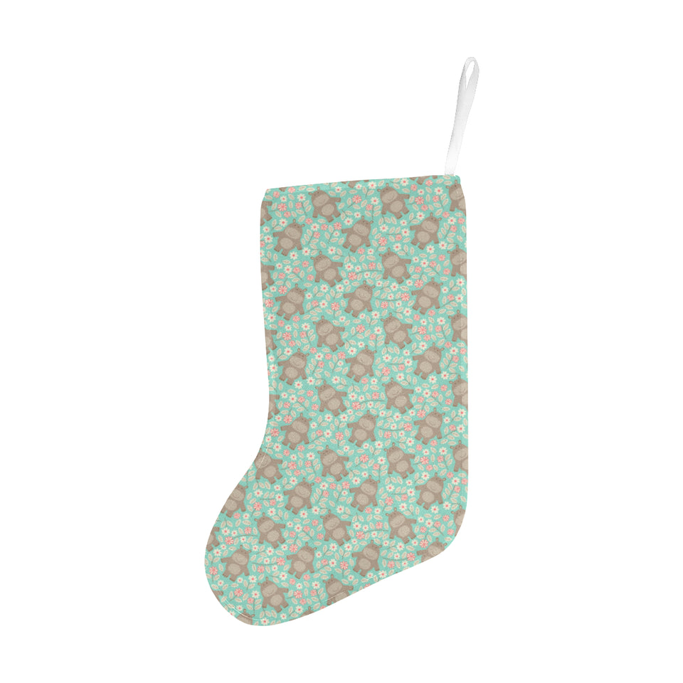 Hippopotamus Pattern Print Design 02 Christmas Stocking
