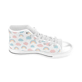 Cute rainbow clound pattern Men's High Top Canvas Shoes White
