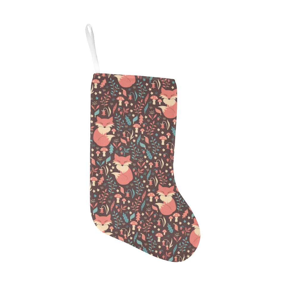 fox leaves mushroom pattern Christmas Stocking