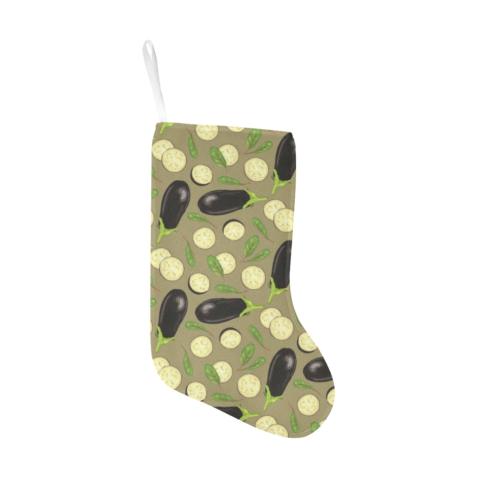 Eggplant Pattern Print Design 02 Christmas Stocking