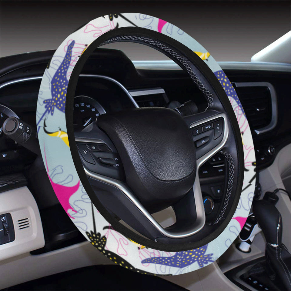 Stingray Pattern Print Design 01 Car Steering Wheel Cover