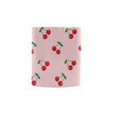 cherry pattern pink background Morphing Mug Heat Changing Mug