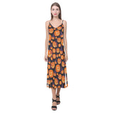 Halloween Pumpkin pattern V-Neck Open Fork Long Dress