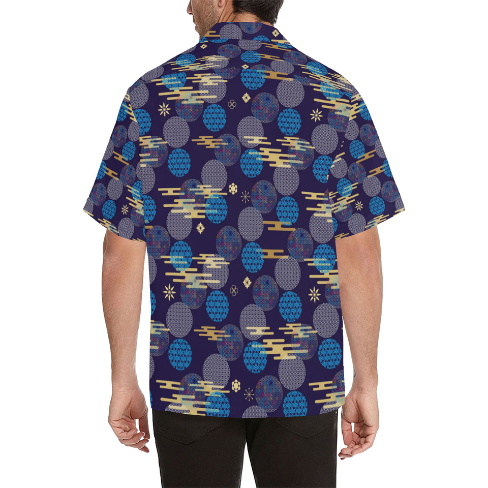 Blue japanese pattern cloud wave flower Men's All Over Print Hawaiian Shirt