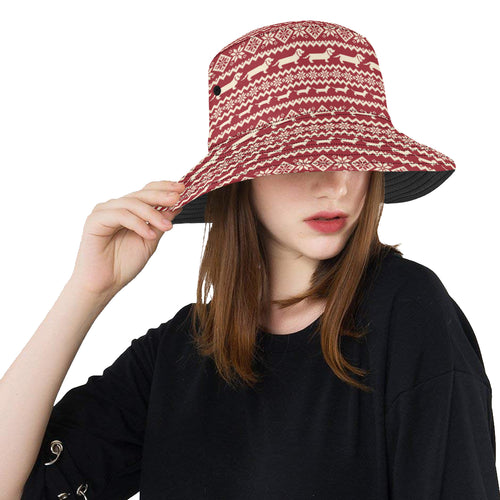 Dachshund Nordic pattern Unisex Bucket Hat