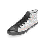 Cute rainbow clound star pattern Women's High Top Canvas Shoes Black