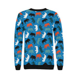 Colorful rhino pattern Women's Crew Neck Sweatshirt
