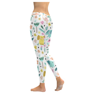 Cute elephants palm tree flower butterfly pattern Women's Legging Fulfilled In US