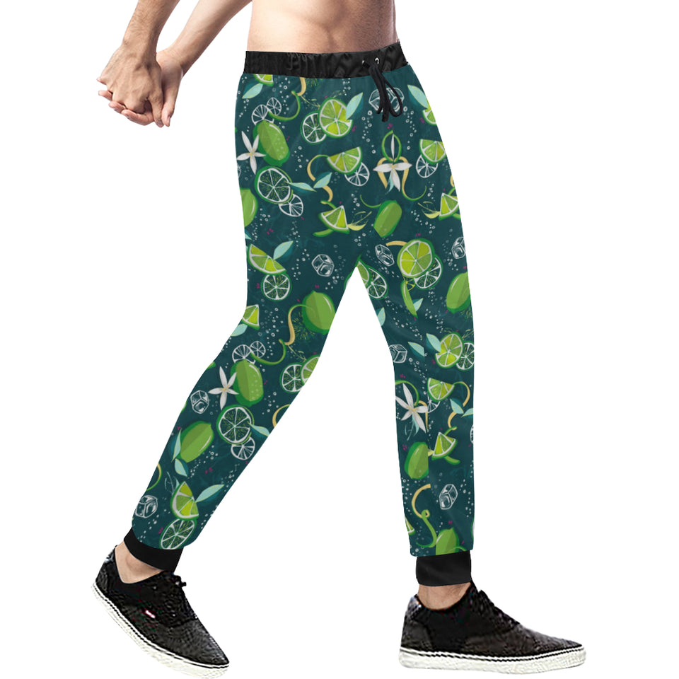 Lime ice flower pattern Unisex Casual Sweatpants