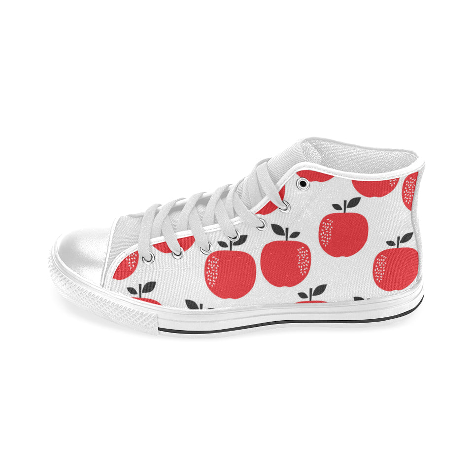 red apples white background Men's High Top Canvas Shoes White