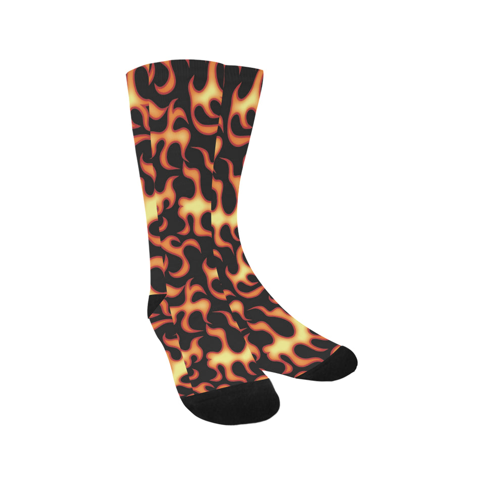 Fire flame dark pattern Crew Socks