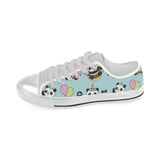Cute baby panda pattern Men's Low Top Canvas Shoes White