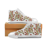 Red tulips and daffodils pattern Women's High Top Canvas Shoes White