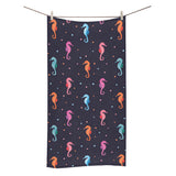 Watercolor colorful seahorse pattern Bath Towel