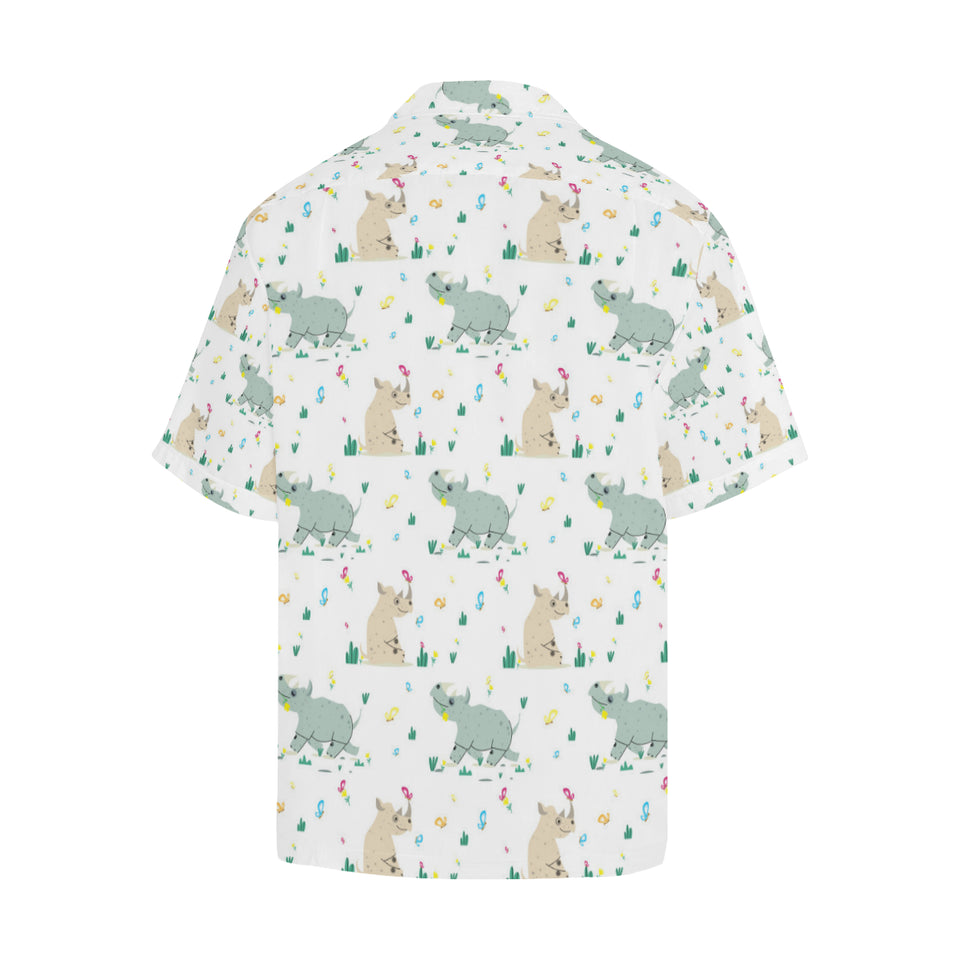 Cute Rhino pattern Men's All Over Print Hawaiian Shirt