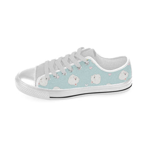 White cute hamsters heart pattern Men's Low Top Shoes White