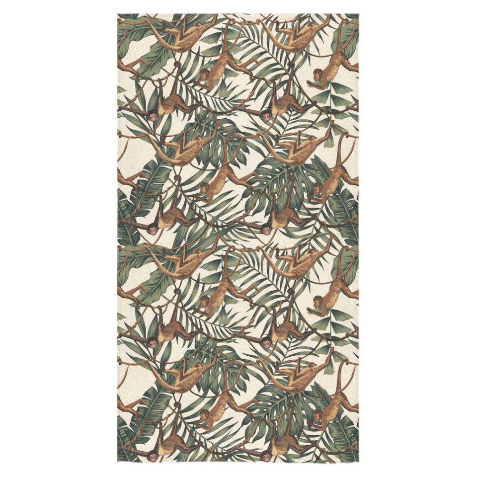 Monkey tropical leaves background Bath Towel