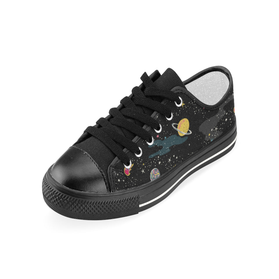space pattern Women's Low Top Canvas Shoes Black