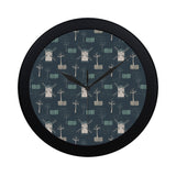 windmill tree pattern Elegant Black Wall Clock