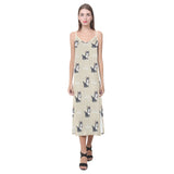 Cute Siberian Husky V-Neck Open Fork Long Dress