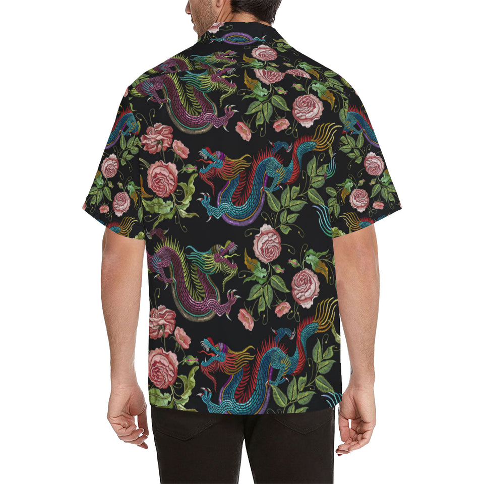 Dragons flower pattern Men's All Over Print Hawaiian Shirt