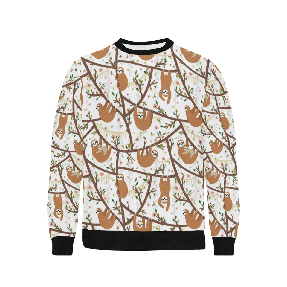 Sloths hanging on the tree pattern Men's Crew Neck Sweatshirt