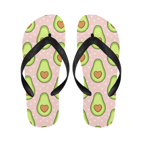 Avocado heart pink background Unisex Flip Flops