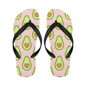 Avocado heart pink background Unisex Flip Flops