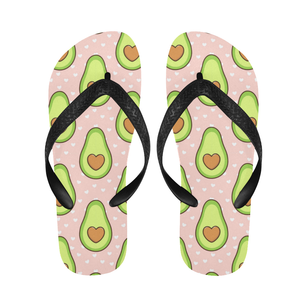 Avocado heart pink background Unisex Flip Flops