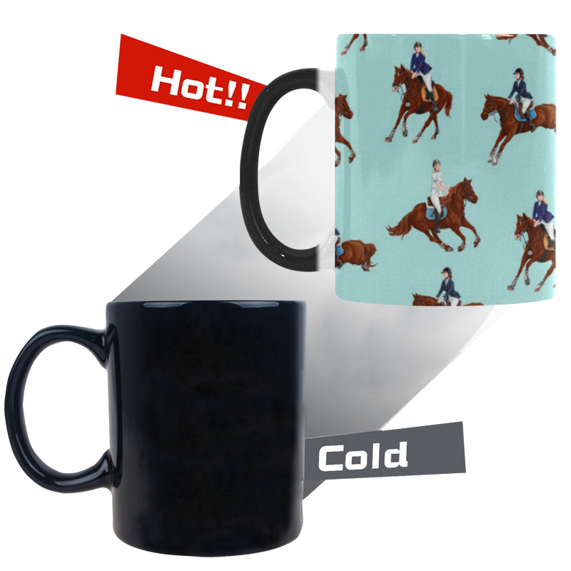 Horses running horses rider pattern Morphing Mug Heat Changing Mug