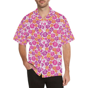 Hibiscus Pattern Print Design 01 Men's All Over Print Hawaiian Shirt (Model T58)