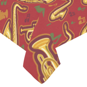 Saxophone cornet pattern red background Tablecloth