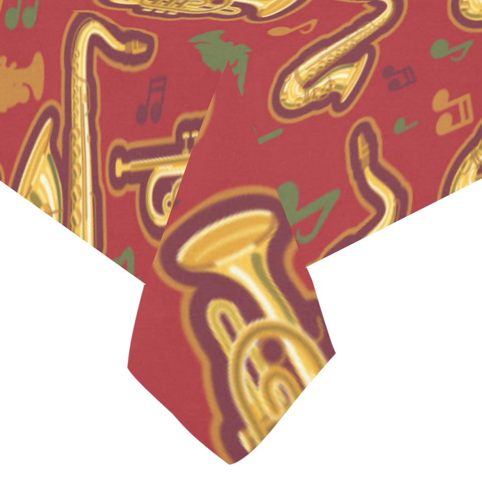 Saxophone cornet pattern red background Tablecloth