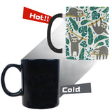 Cute sloths tropical palm leaves white background Morphing Mug Heat Changing Mug