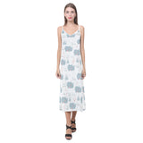 cute rhino heart pattern V-Neck Open Fork Long Dress