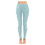 Snowflake pattern blue stripe background Women's Legging Fulfilled In US