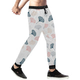 Black Gray Cream coral ginkgo leaves pattern Unisex Casual Sweatpants