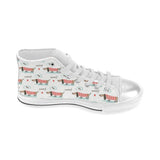 Cute dachshund bone pattern Women's High Top Canvas Shoes White