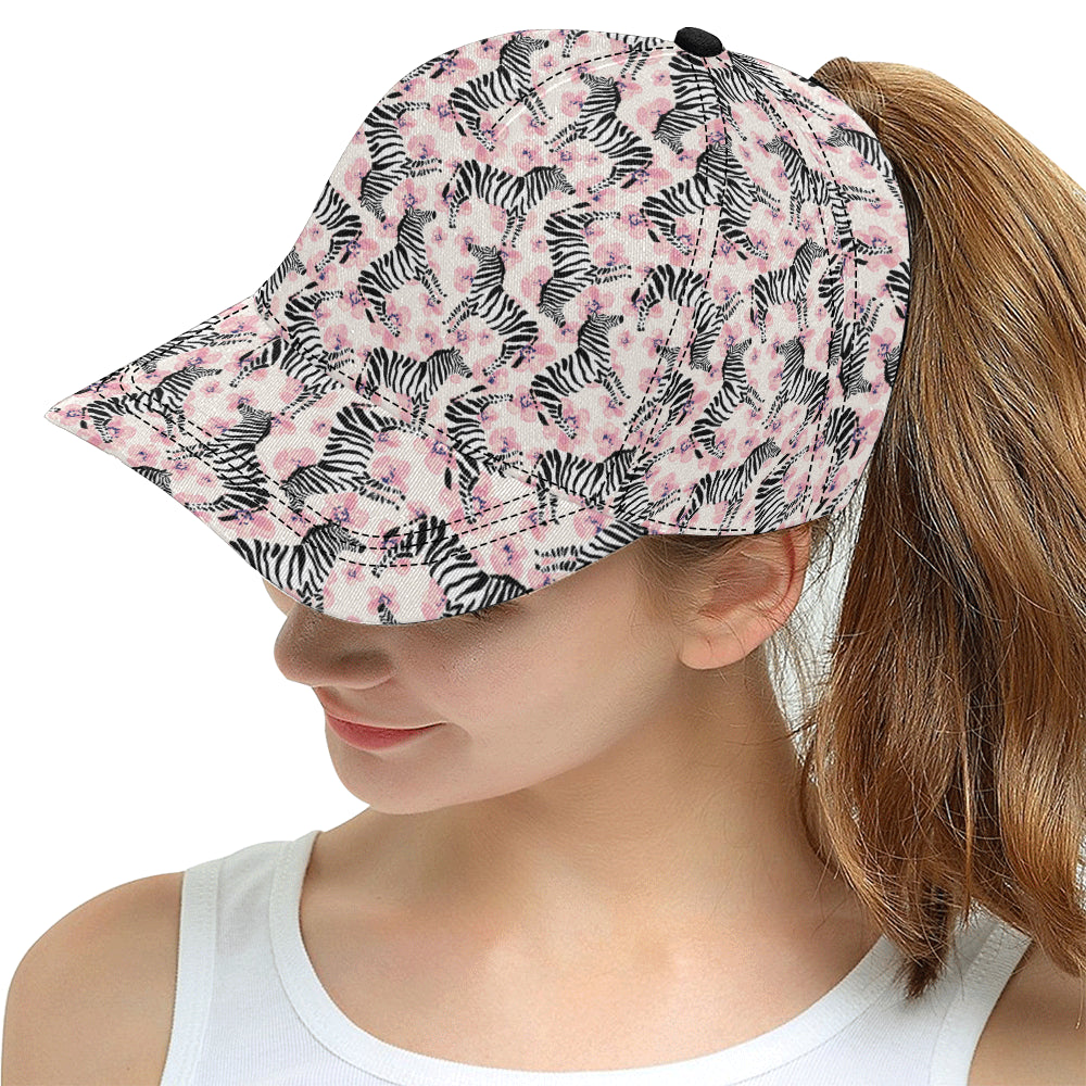 Zebra pink flower background All Over Print Snapback Cap