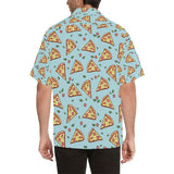 Hand drawn pizza blue background Men's All Over Print Hawaiian Shirt
